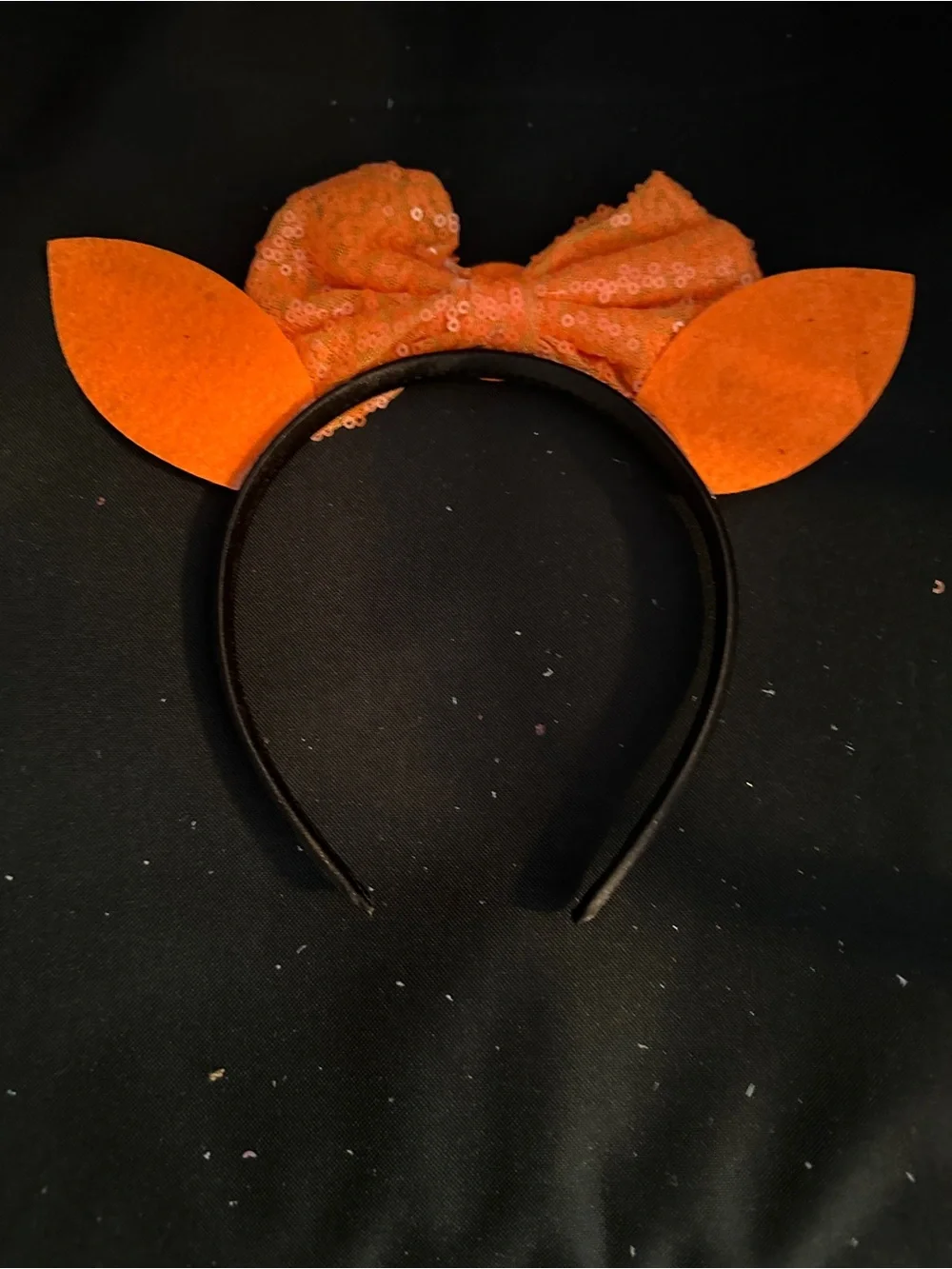 Hallaween Orange Sequin Spider Ear Headband -